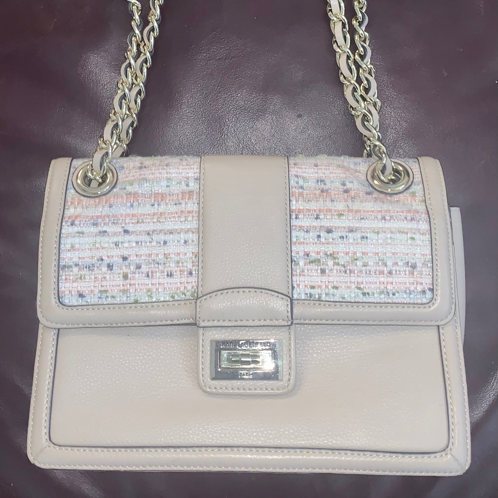 Karl Lagerfeld Beige And Multicolor Shoulder Bag
